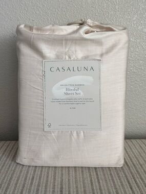 NWT King 400 Thread Count Rayon from Bamboo Sheet Set Natural - Casaluna
